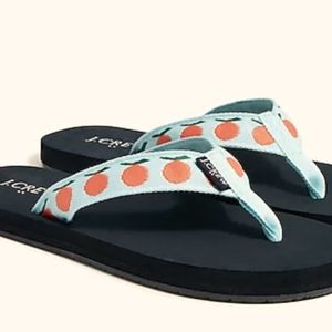 NWT J. Crew Women's Peach Embroidered Flip Flops - 12M / 11W